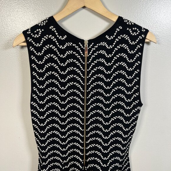 Ted Baker Bryena Fit & Flare Dress Size 4 US 8 Black Geometric Knit Event - Picture 8 of 10